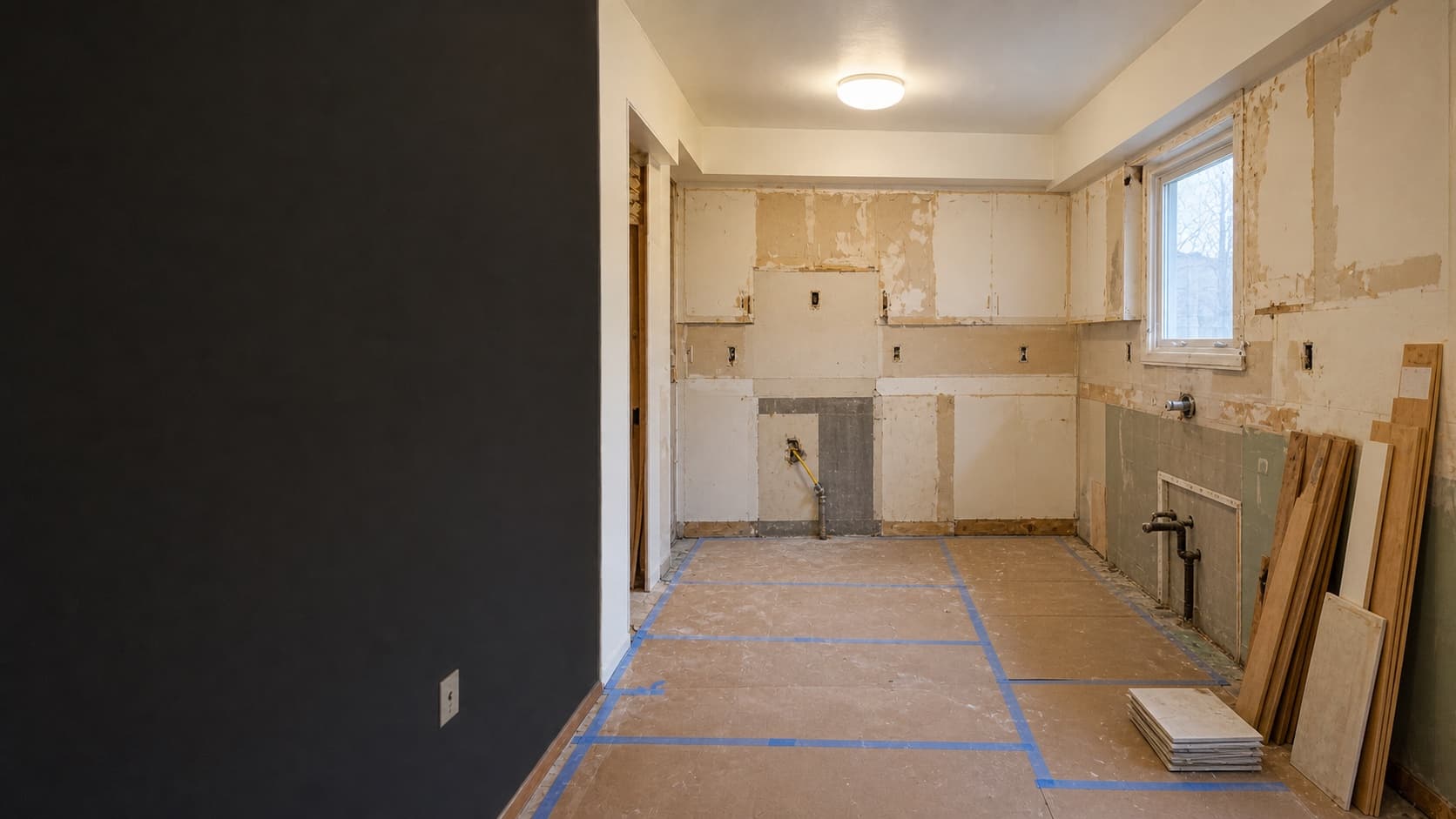 Kitchen renovation stage image during renovation
